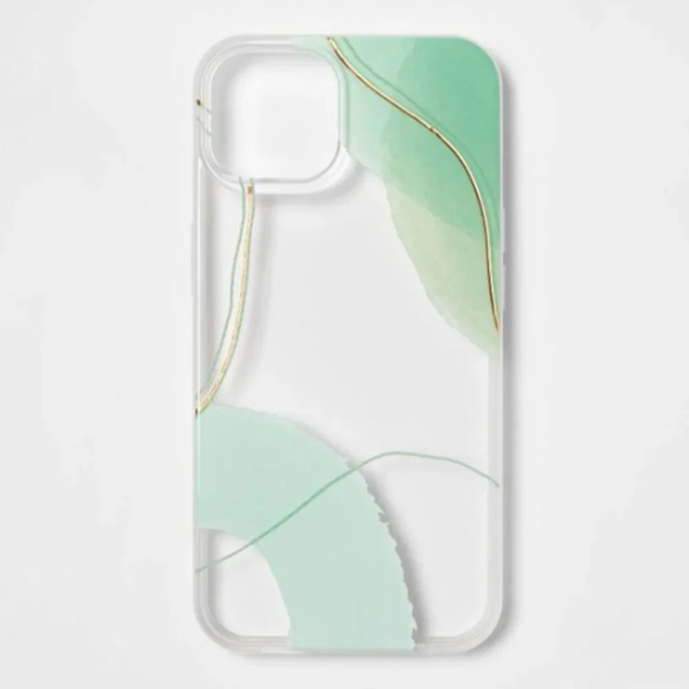 iPhone 13 Case Clear Plastic + Green Abstract Watercolor Heyday Apple NEW NIP